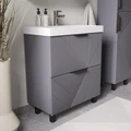Тумба Geometry 70, напольная, 2ящ., графит (под раковину 9696-70), VOLNA tnGEOMETRY70.2Y-07
