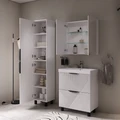 Шкаф зеркальный Geometry 40, напольный, белый, VOLNA pnGEOMETRY40-01