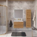 Тумба с раковиной подвесная CEZARES РЕЛАКС (RELAX) 80 Дуб карамельный, раковина белая без отверстия под смеситель RELAX-800-2C-SO-RC-P;CZR-800/480-LV-MR-NV-W0