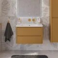 Тумба с раковиной подвесная CEZARES РЕЛАКС (RELAX) 80 Брашированное золото, раковина белая без отверстия под смеситель RELAX-800-2C-SO-BORO-P;CZR-800/480-LV-MR-NV-W0