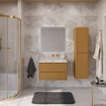 Тумба с раковиной подвесная CEZARES РЕЛАКС (RELAX) 80 Брашированное золото, раковина белая без отверстия под смеситель RELAX-800-2C-SO-BORO-P;CZR-800/480-LV-MR-NV-W0