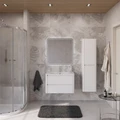 Тумба с раковиной подвесная CEZARES РЕЛАКС (RELAX) 80 Bianco Lucido, раковина белая RELAX-800-2C-SO-BL;CZR-800/480-LV-MR-NV