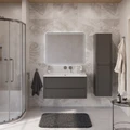 Тумба с раковиной подвесная CEZARES РЕЛАКС (RELAX) 100 Оружейная сталь, раковина белая без отверстия под смеситель RELAX-1000-2C-SO-GM;CZR-1000/480-LV-MR-NV-W0