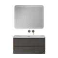 Тумба с раковиной подвесная CEZARES РЕЛАКС (RELAX) 100 Оружейная сталь, раковина белая без отверстия под смеситель RELAX-1000-2C-SO-GM;CZR-1000/480-LV-MR-NV-W0