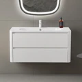 Тумба с раковиной подвесная CEZARES РЕЛАКС (RELAX) 100 Bianco Lucido, раковина белая RELAX-1000-2C-SO-BL;CZR-1000/480-LV-MR-NV