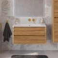 Тумба с раковиной подвесная CEZARES РЕЛАКС (RELAX) 100 Дуб карамельный, раковина белая без отверстия под смеситель RELAX-1000-2C-SO-RC-P;CZR-1000/480-LV-MR-NV-W0