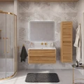 Тумба с раковиной подвесная CEZARES РЕЛАКС (RELAX) 100 Дуб карамельный, раковина белая без отверстия под смеситель RELAX-1000-2C-SO-RC-P;CZR-1000/480-LV-MR-NV-W0