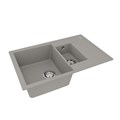 Кухонная мойка Lemark RAMZA 760 врезная прямоугольная с доп.чашей и крылом из кварцгранита, Грей 9910039