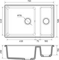 GRANFEST Мойка композит LEVEL, GF-LV-760K, 1.5-чаши 760*500, черный LV-760K черный