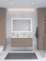 Тумба с раковиной подвесная с двумя ящиками и одной дверцей BelBagno ЭТНА (ETNA) 120 Бежевый Матовый левая, раковина BB1200ETL-L BB1200ETL-L;ETNA-1200-2C-1A-SO-CO-L