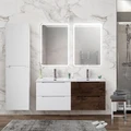 Тумбы с раковиной на две чаши подвесная BelBagno ЭТНА (ETNA) 120 Rovere Moro-Bianco Lucido, раковина белая ETNA-600-2C-SO-BL-P;ETNA-600-2C-SO-RW-P;BB1200-2-ETL