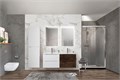 Тумбы с раковиной на две чаши подвесная BelBagno ЭТНА (ETNA) 120 Rovere Moro-Bianco Lucido, раковина белая ETNA-600-2C-SO-BL-P;ETNA-600-2C-SO-RW-P;BB1200-2-ETL