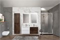 Тумбы с раковиной на две чаши подвесная BelBagno ЭТНА (ETNA) 120 Rovere Moro-Bianco Lucido, раковина белая ETNA-600-2C-SO-BL-P;ETNA-600-2C-SO-RW-P;BB1200-2-ETL