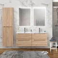 Тумбы с раковиной на две чаши подвесная BelBagno ЭТНА (ETNA) 120 Rovere Bianco, раковина белая ETNA-600-2C-SO-WO-P;BB1200-2-ETL