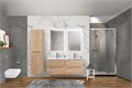 Тумбы с раковиной на две чаши подвесная BelBagno ЭТНА (ETNA) 120 Rovere Bianco, раковина белая ETNA-600-2C-SO-WO-P;BB1200-2-ETL
