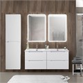 Тумбы с раковиной на две чаши подвесная BelBagno ЭТНА (ETNA) 120 Bianco Lucido, раковина белая ETNA-600-2C-SO-BL-P;BB1200-2-ETL