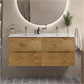 Тумба с раковиной на две чаши подвесная BelBagno ЭТНА (ETNA) 120 Rovere Nature, раковина белая BB-8099-120-2 ETNA-1200-4C-SO-2-RN;BB-8099-120-2