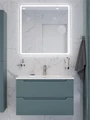 Тумба с раковиной подвесная BelBagno ЭТНА (ETNA) 90 Голубой Матовый, раковина BB-8099-90 BB-8099-90;ETNA-900-2C-SO-AO