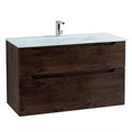 Тумба со стеклянной раковиной подвесная BelBagno ЭТНА (ETNA-H60) 80 Rovere Moro, раковина белая ETNA-H60-800-2C-SO-RW-P;BB810/465-LV-VTR-BL