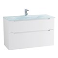 Тумба со стеклянной раковиной подвесная BelBagno ЭТНА (ETNA-H60) 80 Bianco Lucido, раковина белая ETNA-H60-800-2C-SO-BL-P;BB810/465-LV-VTR-BL