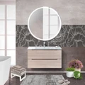 Тумба со стеклянной раковиной подвесная BelBagno ЭТНА (ETNA) 90 Rovere Grigio, раковина белая ETNA-900-2C-SO-RG-P;BB910/465-LV-VTR-BL