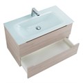 Тумба со стеклянной раковиной подвесная BelBagno ЭТНА (ETNA) 90 Rovere Grigio, раковина белая ETNA-900-2C-SO-RG-P;BB910/465-LV-VTR-BL