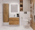Тумба с раковиной подвесная BelBagno ЭТНА (ETNA-H60) 90 Rovere Nature, раковина белая ETNA-H60-900-2C-SO-RN-P;BB900ETL