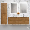 Тумба с раковиной на две чаши подвесная BelBagno ЭТНА (ETNA) 140 Rovere Nature, раковина белая ETNA-1400-4C-SO-2-RN;BB1400-2-ETL