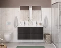 Тумба с раковиной подвесная с четырьмя ящиками BelBagno ФОРМАТ (UNO) 120 Темно-Серый Матовый, раковина CZR-8073-120-2 UNO-1200-4C-SO-GSO;CZR-8073-120-2