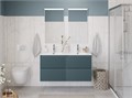 Тумба с раковиной подвесная с четырьмя ящиками BelBagno ФОРМАТ (UNO) 120 Голубой Матовый, раковина BB-8099-120-2 UNO-1200-4C-SO-AO;BB-8099-120-2