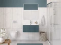 Тумба с раковиной подвесная с одним ящиком BelBagno ФОРМАТ (UNO) 80 Голубой Матовый, раковина BB-8099-80 UNO-800-1C-SO-AO;BB-8099-3-80
