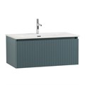 Тумба с раковиной подвесная с одним ящиком BelBagno ФОРМАТ (UNO) 80 Голубой Матовый, раковина BB-8099-80 UNO-800-1C-SO-AO;BB-8099-3-80