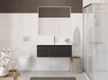 Тумба с раковиной подвесная с одним ящиком BelBagno ФОРМАТ (UNO) 100 Темно-Серый Матовый, раковина BB-8099-100 UNO-1000-1C-SO-GSO;BB-8099-100