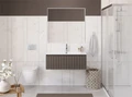 Тумба с раковиной подвесная с одним ящиком BelBagno ФОРМАТ (UNO) 100 Бежевый матовый, раковина BB-8099-100 UNO-1000-1C-SO-СO;BB-8099-100