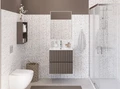 Тумба с раковиной подвесная BelBagno ФОРМАТ (UNO-MINI) 70 Бежевый матовый, раковина BB-8099-3-70 UNO-MINI-700-2C-SO-СO;BB-8099-3-70