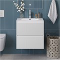 Тумба с раковиной подвесная BelBagno ФОРМАТ (UNO) 60 Bianco Opaco, раковина BB-8099-60 UNO-600-2C-SO-BO;BB-8099-60