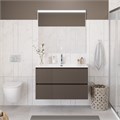 Тумба с раковиной подвесная BelBagno ФОРМАТ (UNO) 100 Бежевый матовый, раковина BB-8099-100 UNO-1000-2C-SO-СO;BB-8099-100