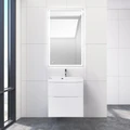Тумба с раковиной подвесная BelBagno МАРИНА (MARINO) 60 Bianco Lucido, раковина белая MARINO-H60-600-2C-SO-BL-P;BB600/450-LV-MR-AST