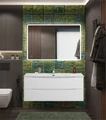 Тумба с раковиной подвесная BelBagno МАРИНА (MARINO) 120 Bianco Lucido, раковина белая MARINO-CER-N-1200-2C-SO-BL-P;BB-8099-120