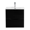 Тумба с раковиной подвесная BelBagno МАРИНА (MARINO) 60 Nero Lucido, раковина белая MARINO-CER-MINI-600-2C-SO-NL-P;BB-8099-3-60