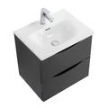 Тумба с раковиной подвесная BelBagno МАРИНА (MARINO) 60 Nero Lucido, раковина белая MARINO-CER-MINI-600-2C-SO-NL-P;BB-8099-3-60
