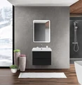 Тумба с раковиной подвесная BelBagno МАРИНА (MARINO) 60 Nero Lucido, раковина белая MARINO-CER-600-2C-SO-NL-P;BB-0320-60-LVB