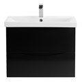 Тумба с раковиной подвесная BelBagno МАРИНА (MARINO) 60 Nero Lucido, раковина белая MARINO-CER-600-2C-SO-NL-P;BB-0320-60-LVB