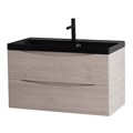 Тумба с раковиной подвесная BelBagno МАРИНА (MARINO) 90 Rovere Grigio, раковина чёрная MARINO-900-2C-SO-RG-P;BB900/450-LV-ART-AST-NERO