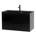 Тумба с раковиной подвесная BelBagno МАРИНА (MARINO) 90 Nero Lucido, раковина чёрная MARINO-900-2C-SO-NL-P;BB900/450-LV-ART-AST-NERO