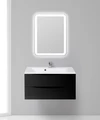Тумба с раковиной подвесная BelBagno МАРИНА (MARINO) 90 Nero Lucido, раковина белая MARINO-900-2C-SO-NL-P;BB900/450-LV-MR-AST