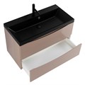 Тумба с раковиной подвесная BelBagno МАРИНА (MARINO) 90 Cappuccino Lucido, раковина чёрная MARINO-900-2C-SO-CL-P;BB900/450-LV-ART-AST-NERO