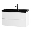 Тумба с раковиной подвесная BelBagno МАРИНА (MARINO) 90 Bianco Lucido, раковина чёрная MARINO-900-2C-SO-BL-P;BB900/450-LV-ART-AST-NERO