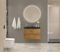 Тумба с раковиной подвесная BelBagno МАРИНА (MARINO) 80 Rovere Nature, раковина чёрная BB800/450-LV-ART-PR-NERO MARINO-800-2C-SO-RN-P;BB800/450-LV-ART-PR-NERO