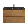 Тумба с раковиной подвесная BelBagno МАРИНА (MARINO) 80 Rovere Nature, раковина чёрная BB800/450-LV-ART-PR-NERO MARINO-800-2C-SO-RN-P;BB800/450-LV-ART-PR-NERO